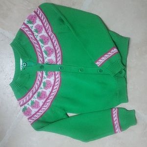 Green and Pink Kids Cardigan